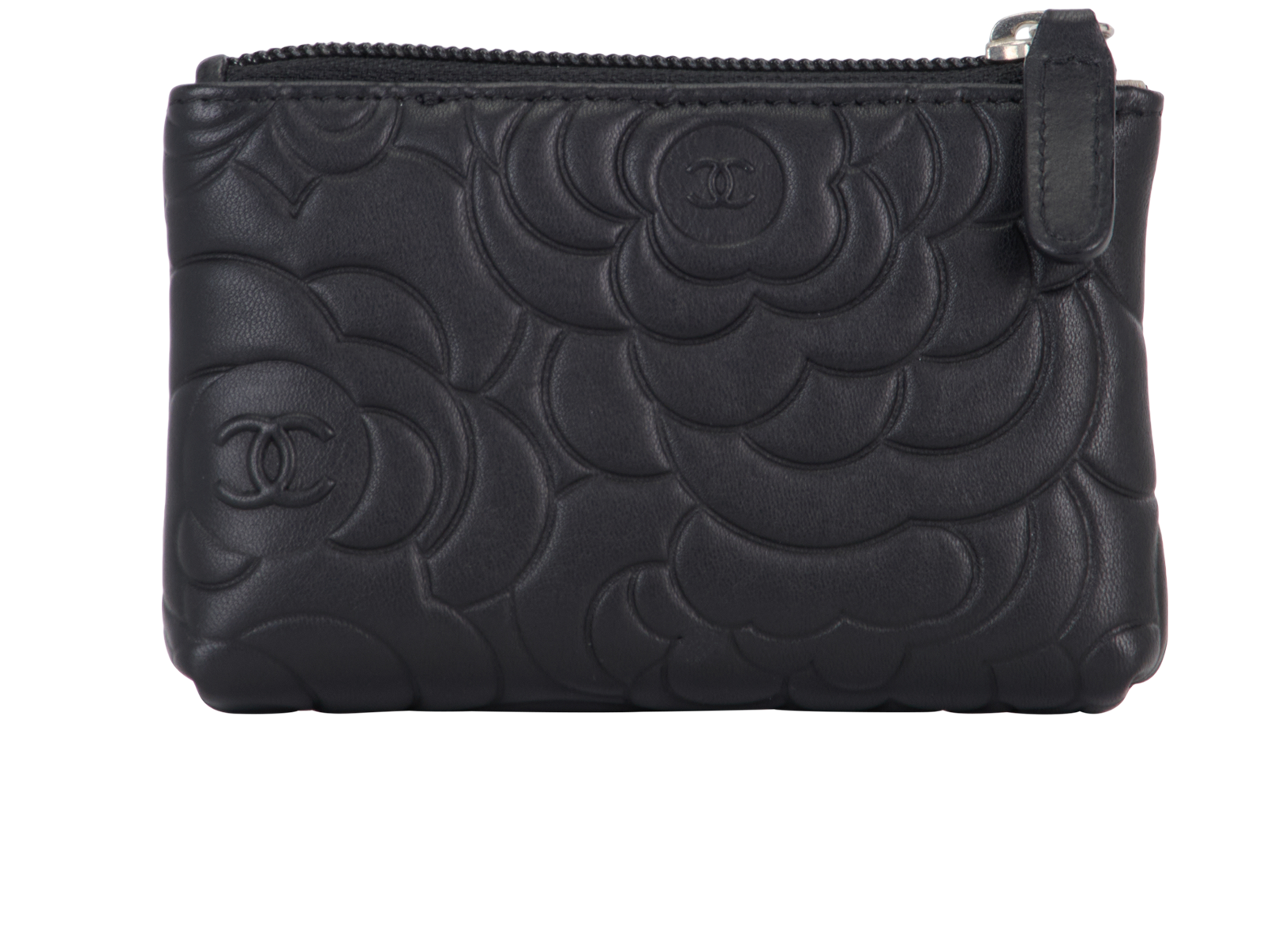Chanel Camellia Zipped Purse, &pound;320, Accessories, Black, Leather, Back view